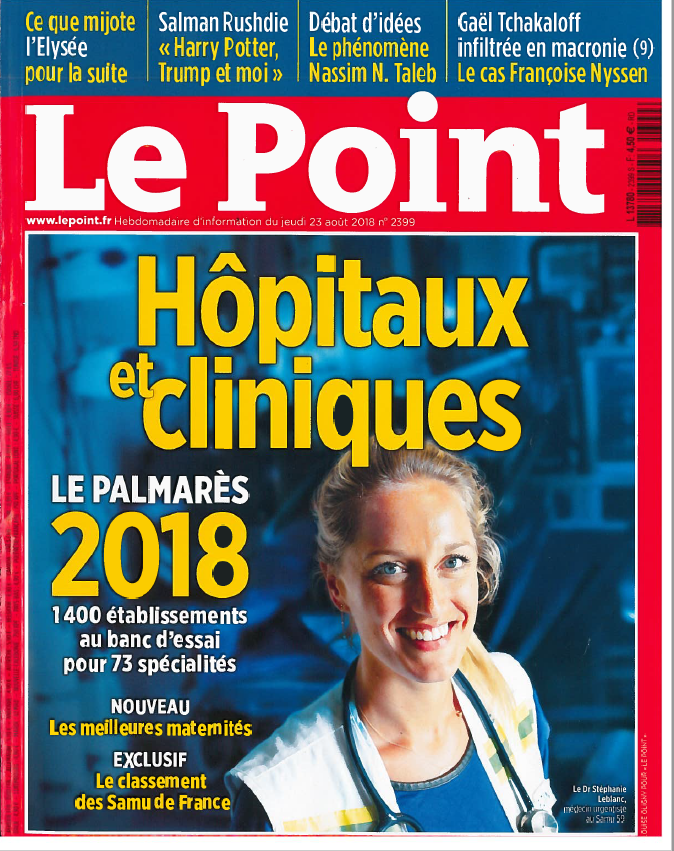 le classement 2018 des hôpitaux et cliniques du journal Le Point: le Centre Hospitalier de l'Europe classé premier centre privé d'Ile-de-France (4ème national) pour la chirurgie de l'obésité